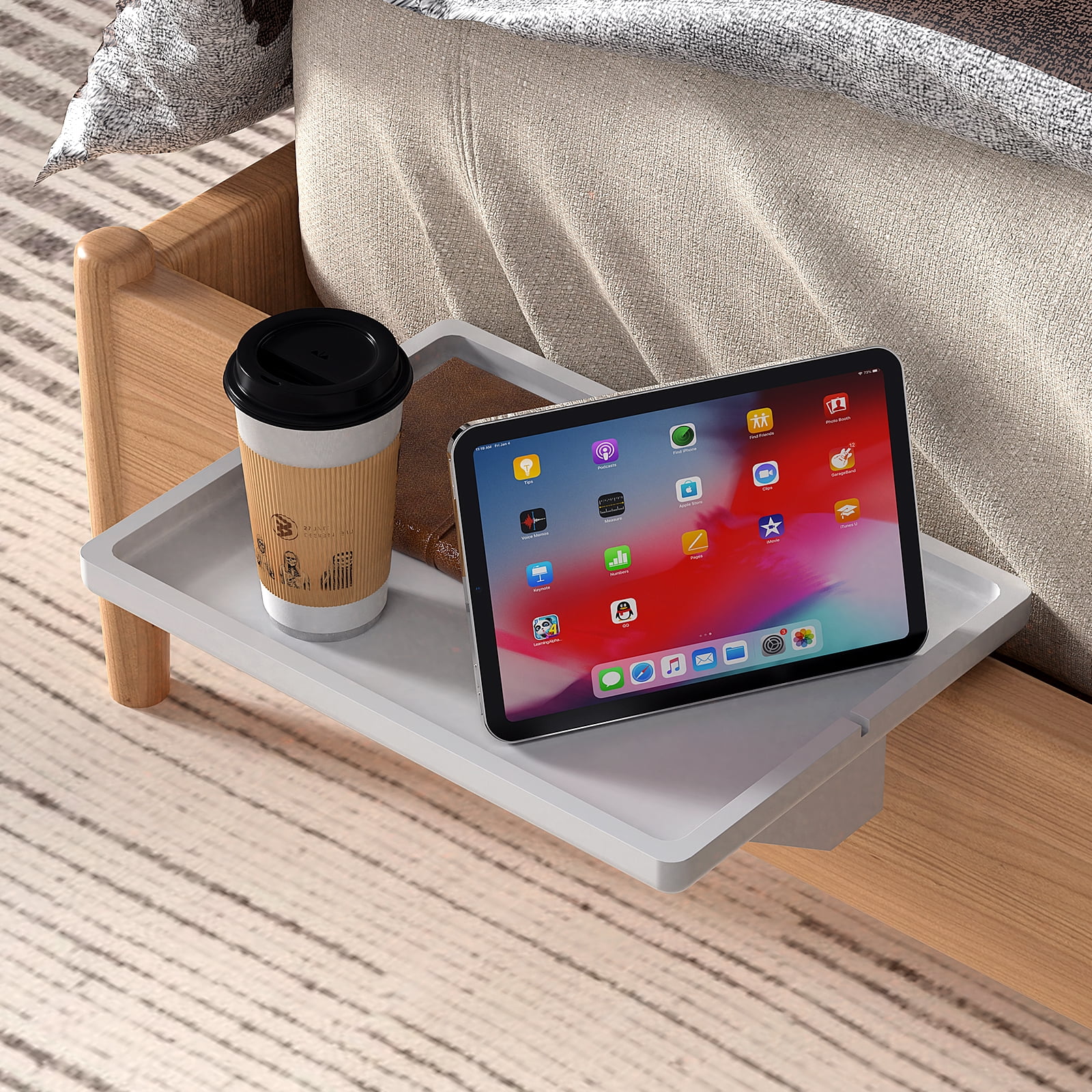 Bamboo Bedside Shelf for Bunk Bed, Bedside Table for Tablets/Phones