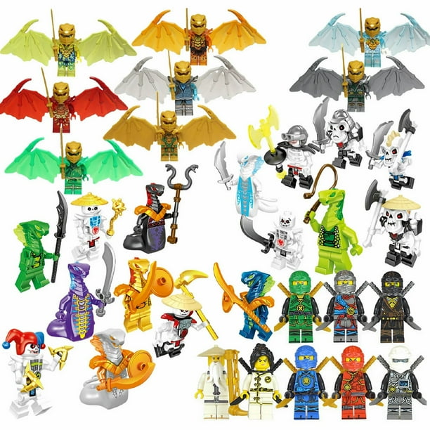 24 Figuras de Ninjas Legendarios – Maestro Volador Wu y Serpiente Monstruo, Juguetes de Bloques de Construcción Coleccionables