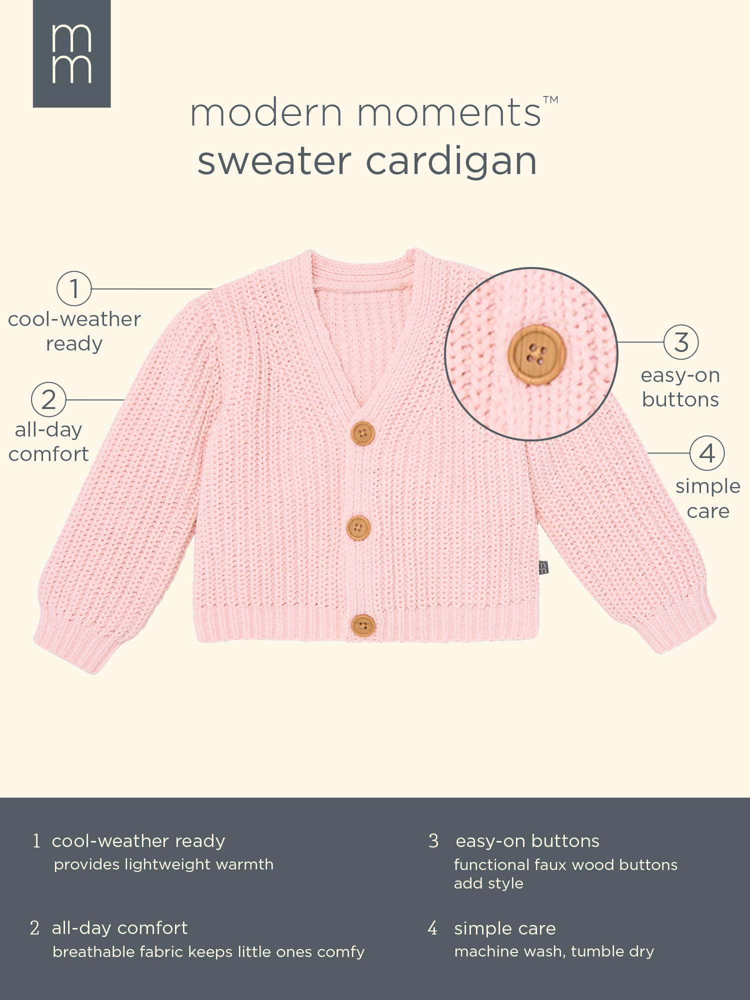 Modern Moments by Gerber Toddler Girl Cardigan Sweater, Sizes 12M-5T