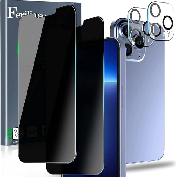 IBAOLEA Designed for iPhone 13 Pro Max Privacy Screen Protector, 2 Pack 9H Anti Spy Tempered Glass with 2 Pack Camera Lens Protector, Case Friendly, Bubble Free, 6.7 Inch 5G, Easy Installation