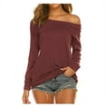 thumbnail image 1 of Women's Long-Sleeved T-shirt off-Shoulder Top, 1 of 2