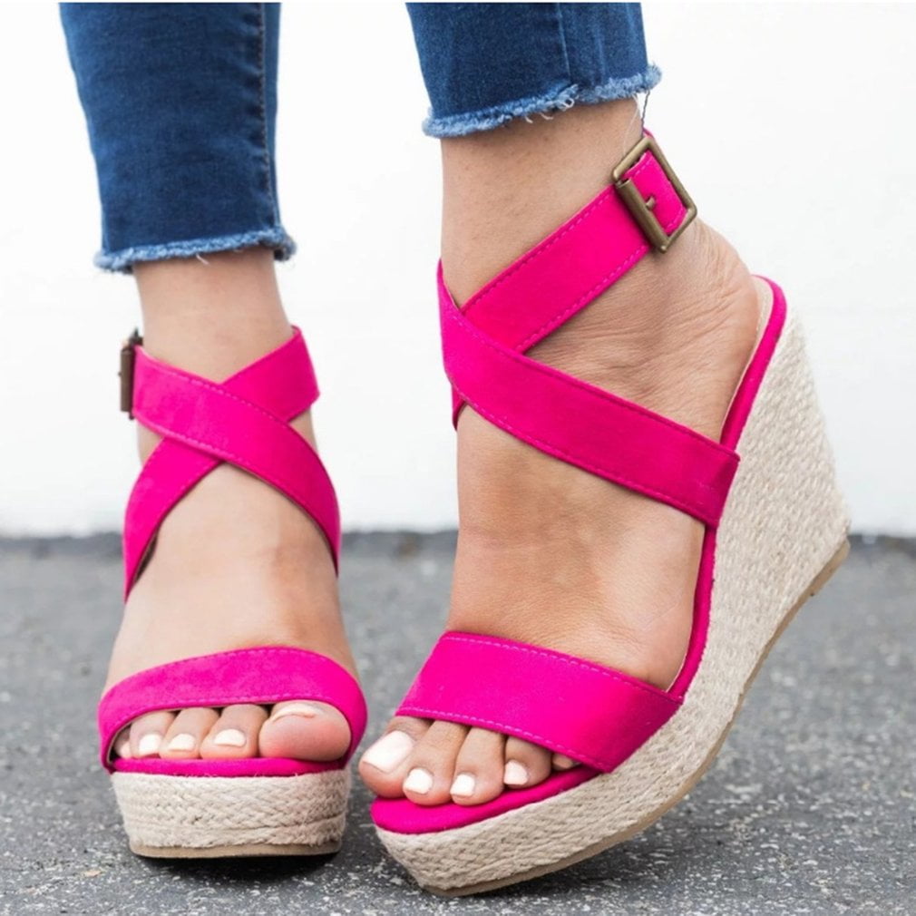 Fashion Sandals Girls Summer Soft bottom Shoes rope weaved High Heels ...