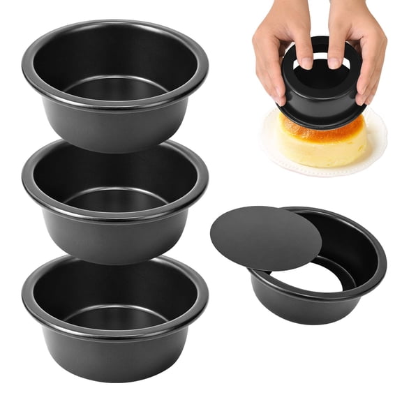 4 inch Cake Pans Set of 3, Mini Round Cake Baking Pans for Baking Layer Cakes Small Cheesecake, Cake Pan with Removable Bottom for Birthday Christmas