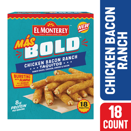 El Monterey Mas Bold Chicken Bacon Ranch Taquitos 20.7 oz, 18 Count (Frozen)