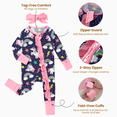 thumbnail image 3 of PatPat Baby Girl Pajamas Bamboo Viscose Footed & Footless 2-Way Zipper Footies Sleep N Play Pajamas with Headband Unicorn Gift for Baby Girls Infant 9-12 Months, 3 of 13