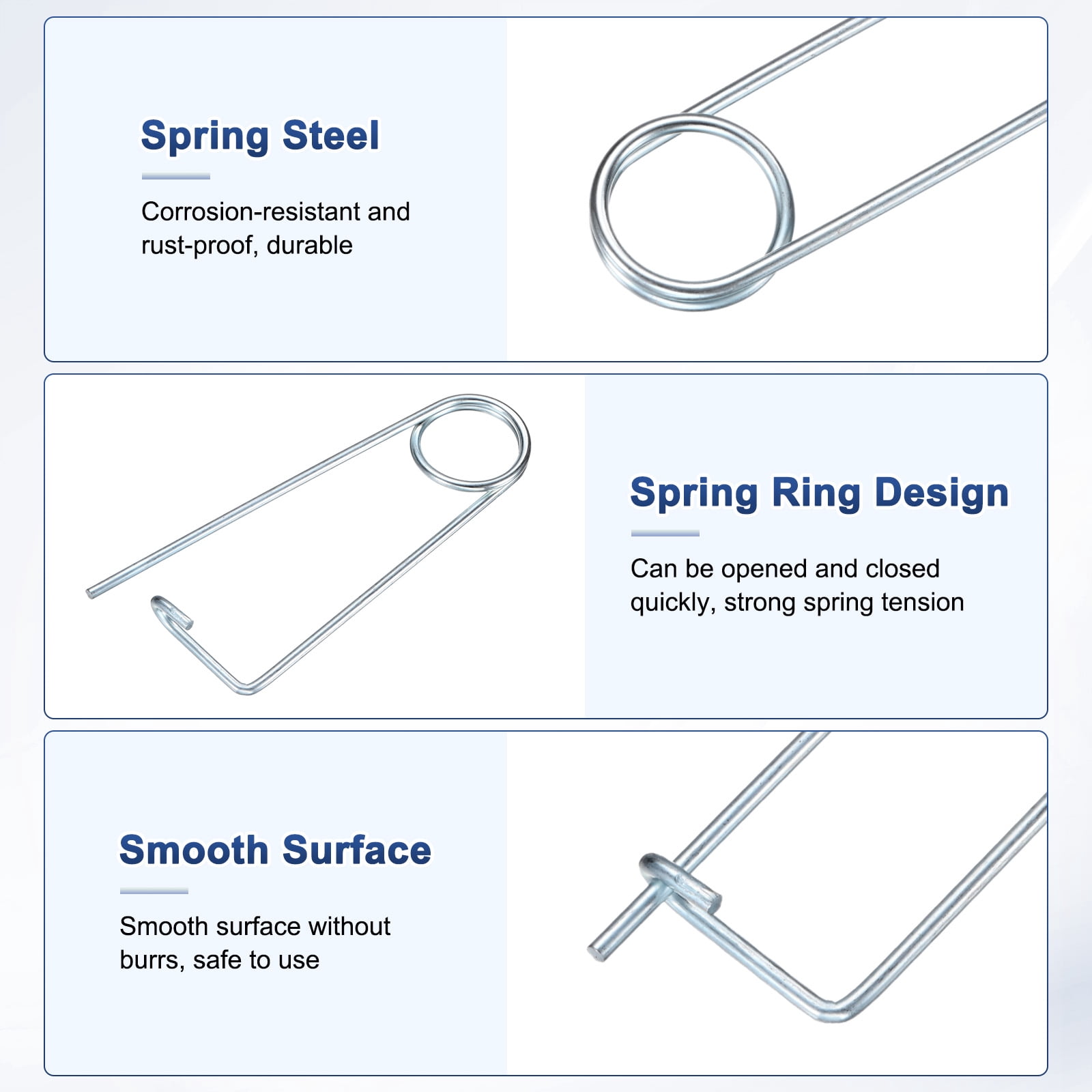 Uxcell 8-Pack Brooch Shape Cotter Safety Pin, M4x100mm Spring Steel Pins Quick Lock Brooch Fastener Heavy Retainer Clips