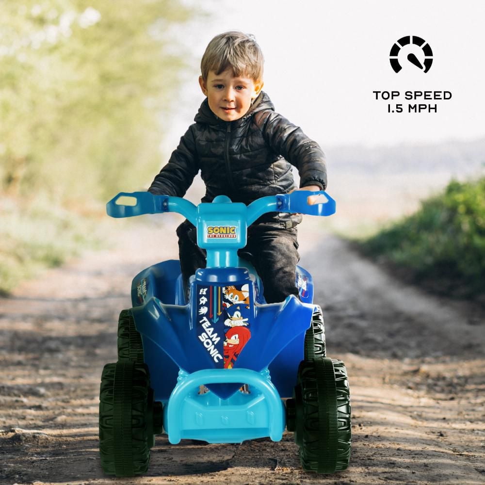 SONIC 6V QUAD ATV RIDE On/ TEAM/ BLU w/ LT BLU SEAT