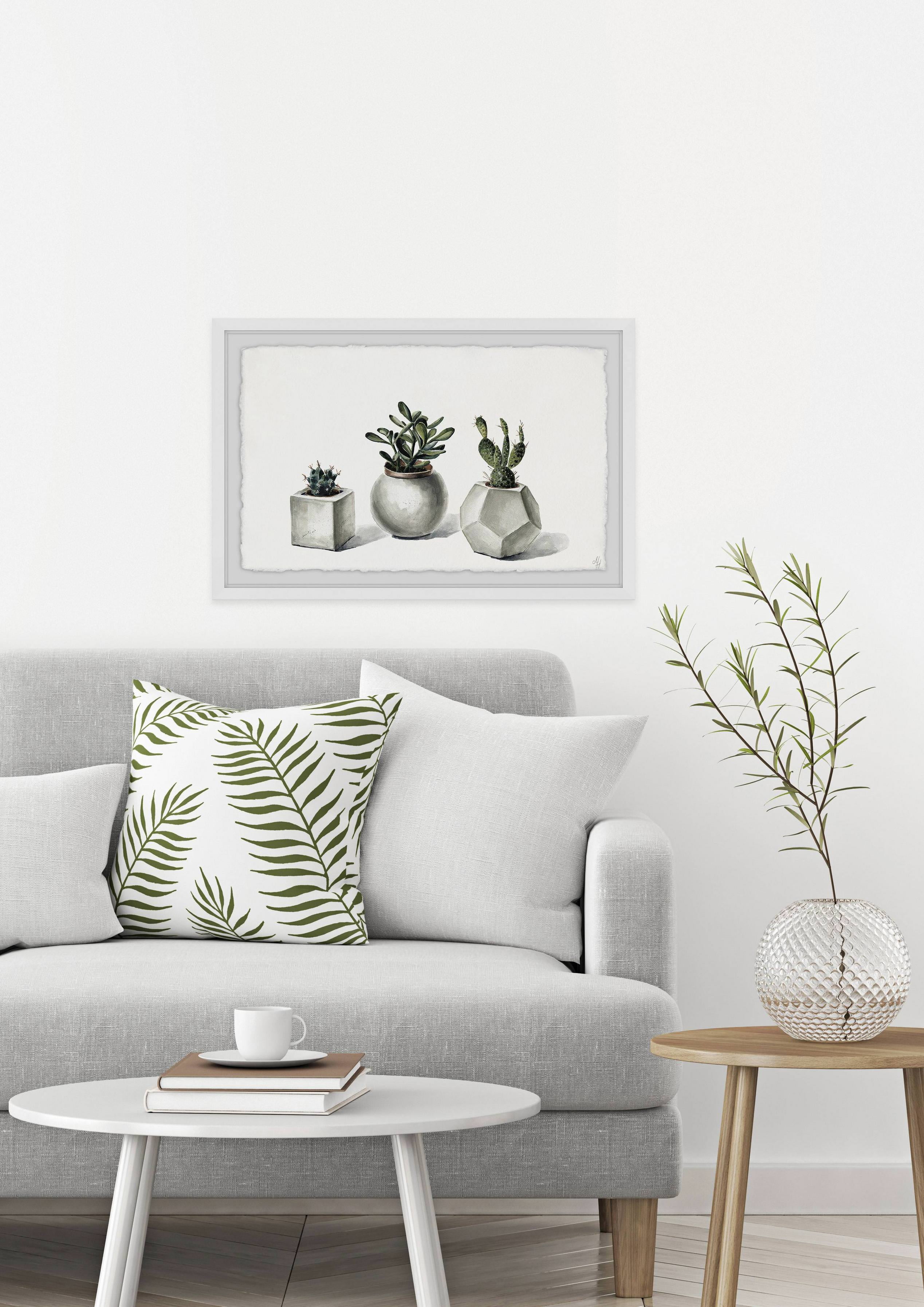Planted Cacti Framed Painting Art Print, 24.00" x 1.50"