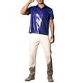 thumbnail image 2 of INSPIRE CHIC Metallic Polo Shirt for Men's Short Sleeves Shiny Disco Nightclub Party Collared T-Shirt XL Blue, 2 of 6