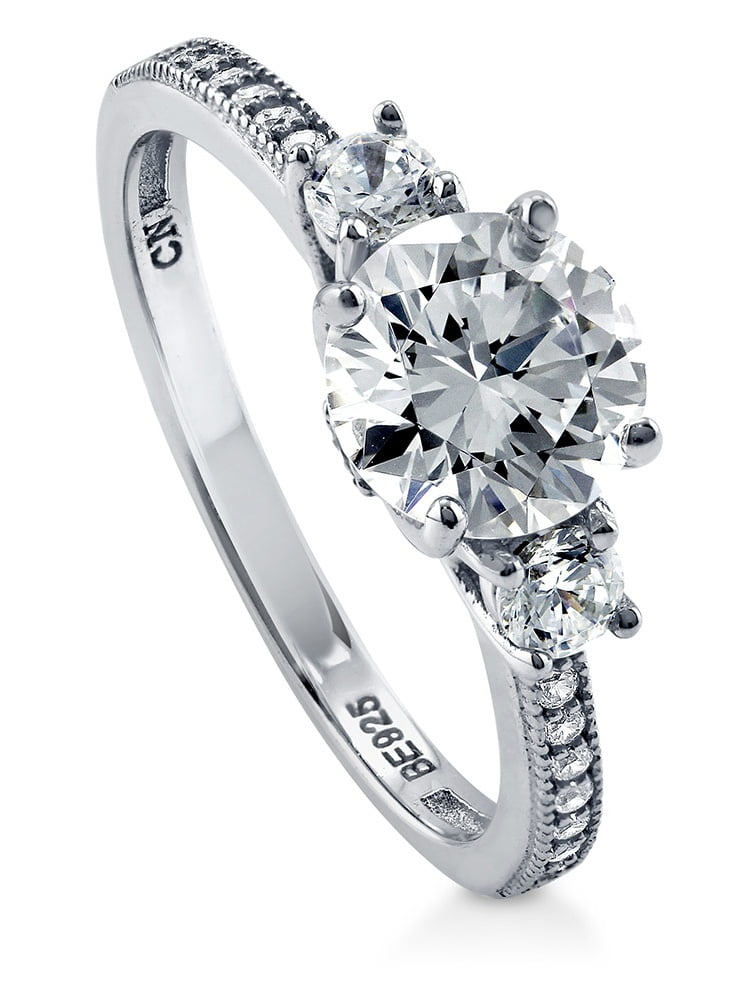 Ladies Ring Three Stone CZ//Cubic Zirconia Sterling Silver