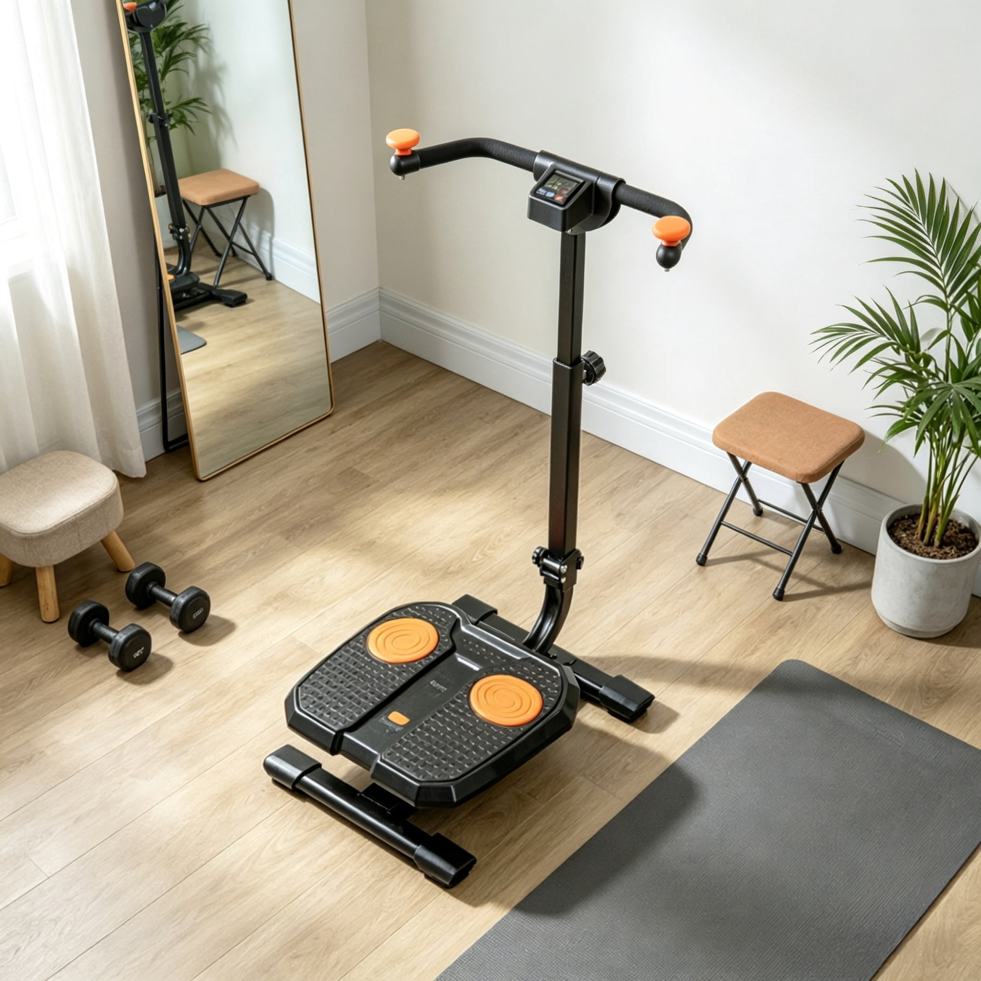 Orange Foldable Ab Twister Board Waist Trimming Workout Equipment with LCD Display for Women And Men
