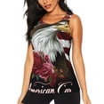 thumbnail image 1 of Balery Eagle With Hat And Roses Camiseta sin mangas estampada ligera para mujer, tops de entrenamiento sin mangas, camisetas de yoga transpirables de secado rápido.-X-Large, 1 of 7