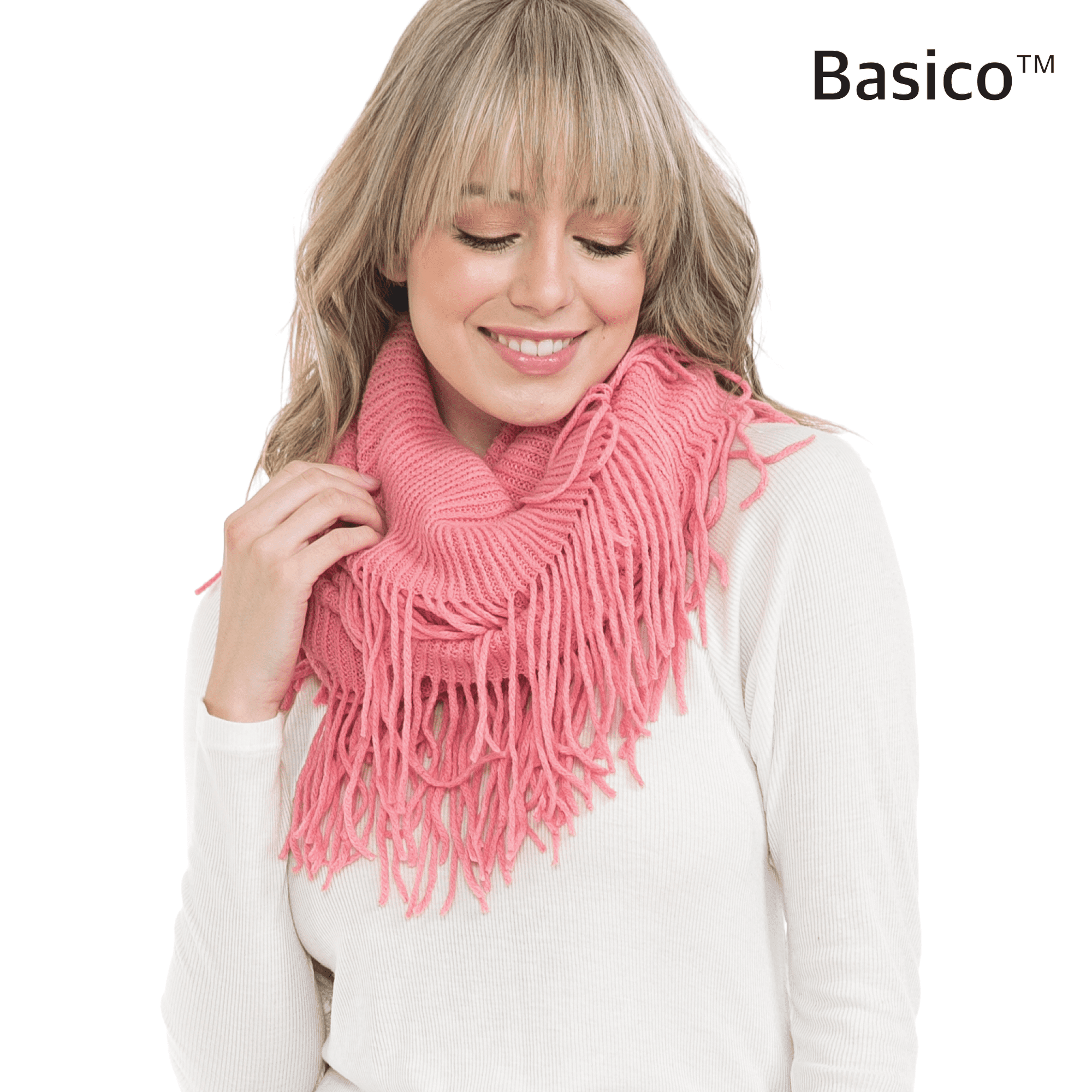 BASICO Warm Knit Winter Scarfs for Women Coral Infinity Scarf Circle Loop Scarves