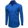 thumbnail image 2 of Omega Italy Men's Long Sleeve Dress Shirt Solid Color Regular Fit 25 Colors, 2 of 5