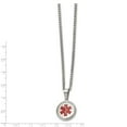 thumbnail image 3 of Primal Steel Stainless Steel Polished With Red Enamel Circle Medical 20-inch Necklace, 3 of 3
