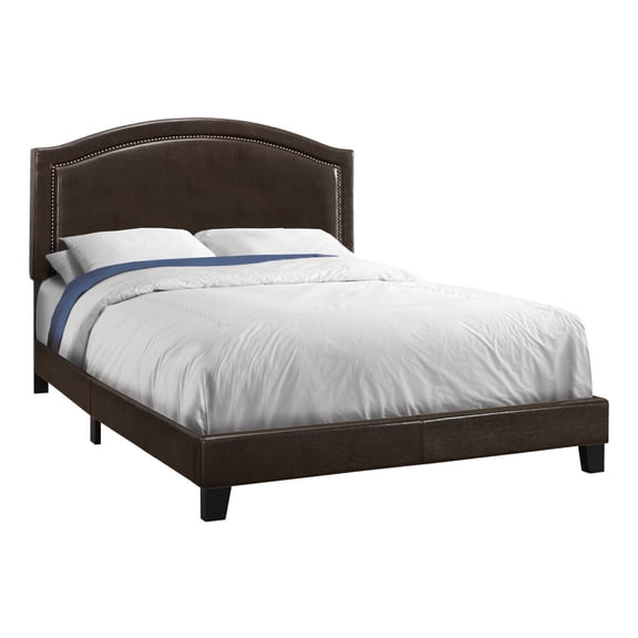 64'.5" x 85'.75" x 51'.5" Brown, Foam, Solid Wood, Leather-Look - Queen Size Bed