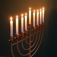 thumbnail image 4 of Modern Solid Metal Judaica Hanukkah Menorah 9 Branched Candelabra, Copper Finish Large, 4 of 8