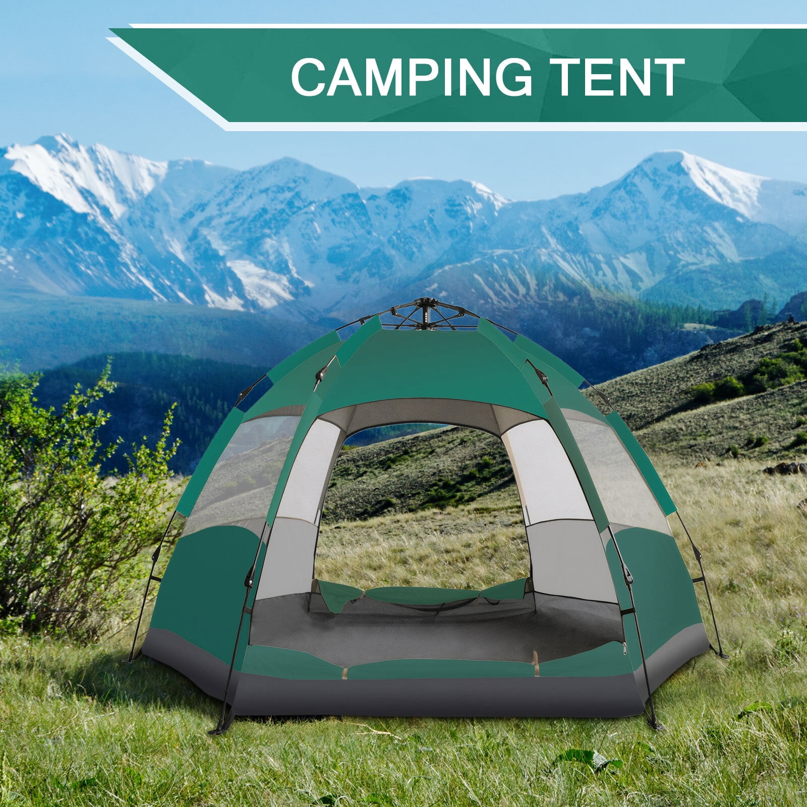 JIAN YA NA Instant Tent, Outdoor Camping Tent for 3-4 Person,  Automatic Pop Up Tent with Mosquito-proof Screens (Green)