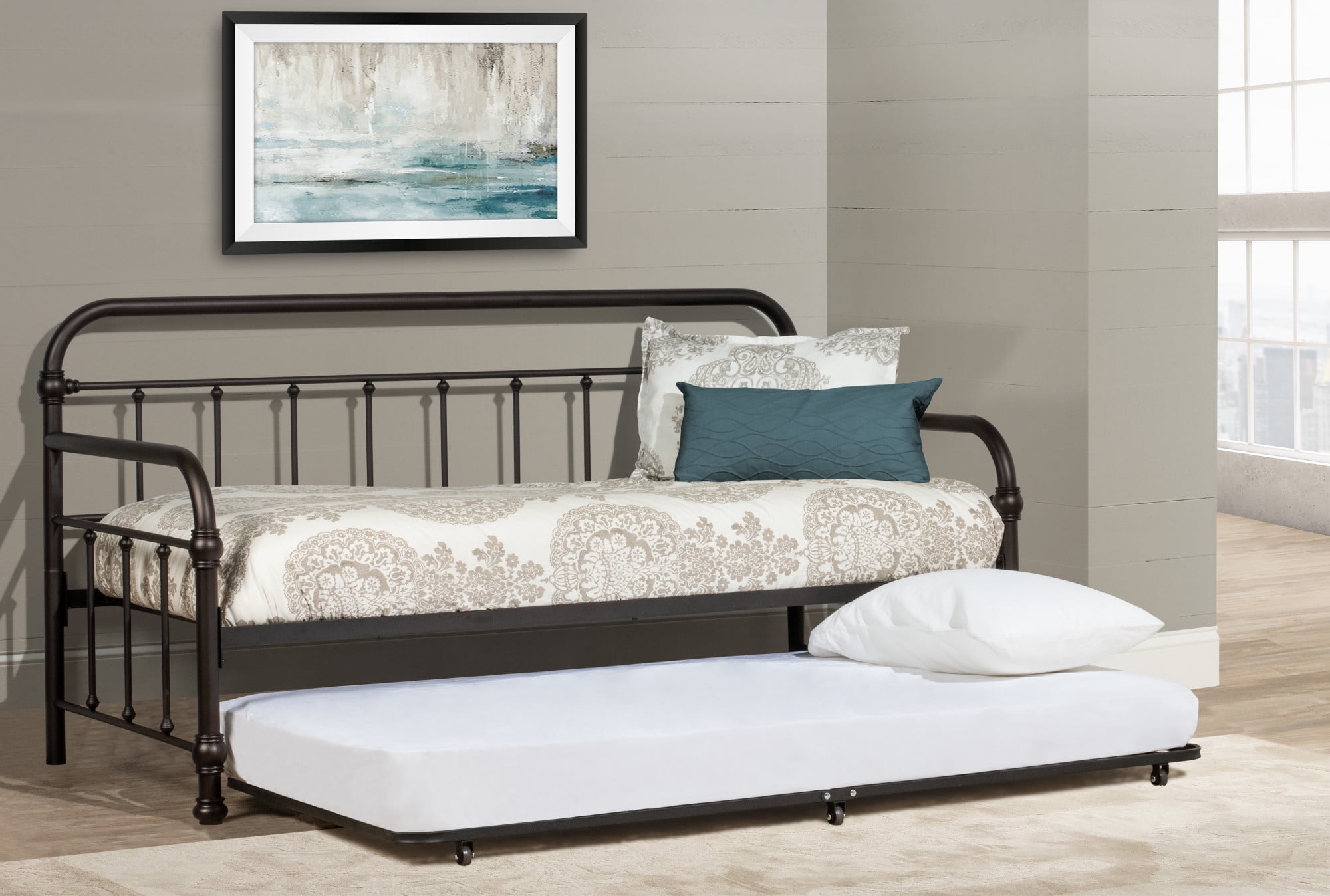 Hillsdale Furniture Kirkwood Metal Twin Daybed with Trundle, Dark