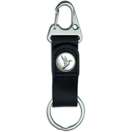Duck Hunting, Hunter Belt Clip On Carabiner Leather Keychain Fabric Key