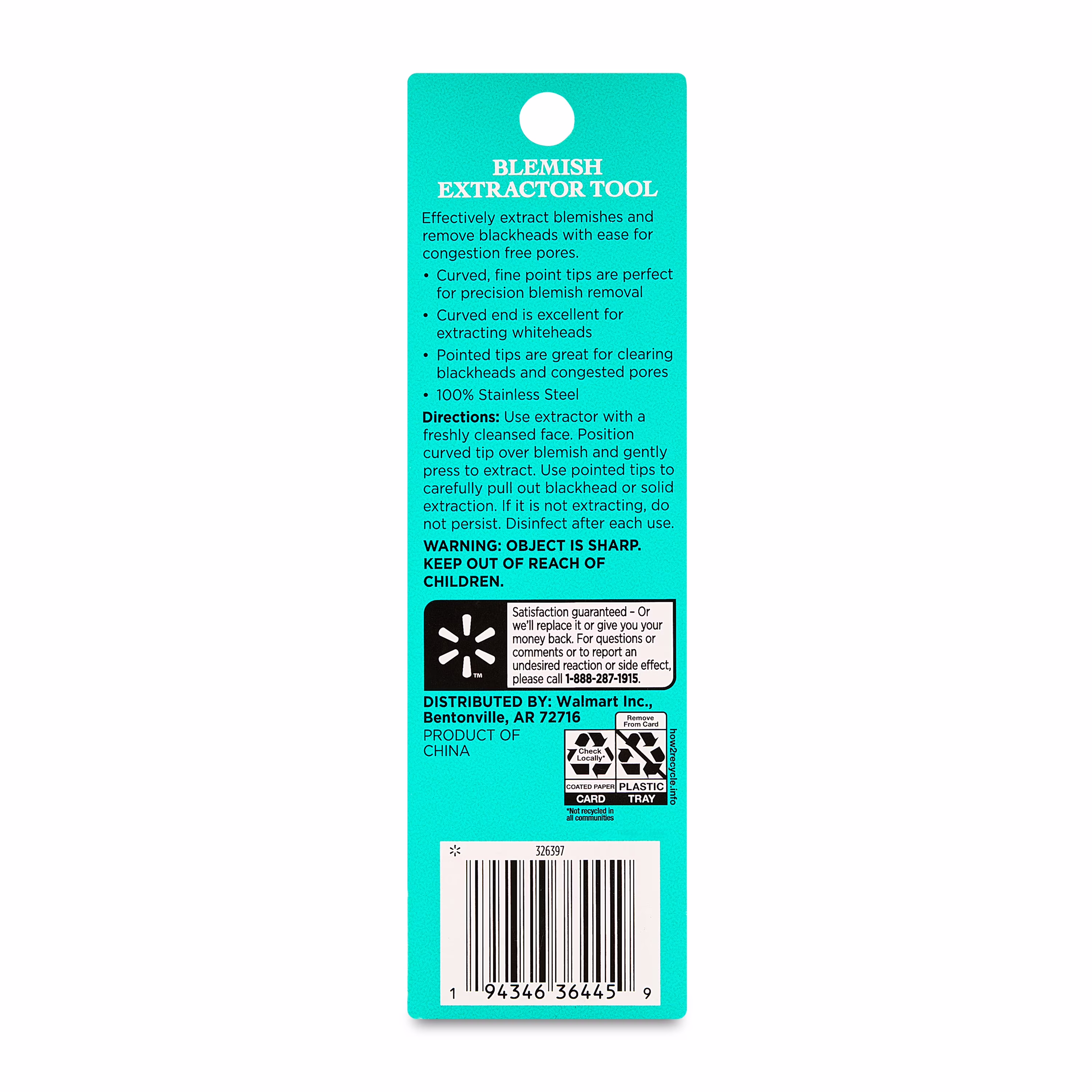 Equate Stainless Steel Blemish Extractor Tool, 1 Piece