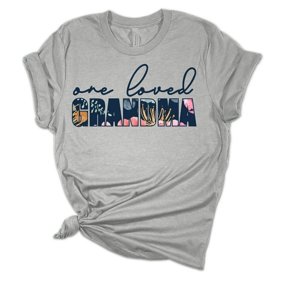 Women's Mother's Day One Loved Grandma Short Sleeve T-shirt Graphic Tee-Sports Grey-large