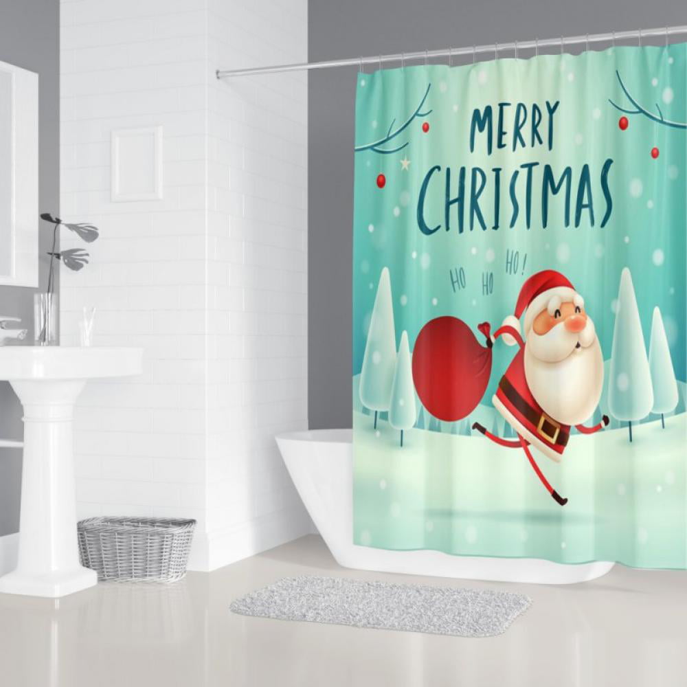 HOT Various Pattern Bathroom Fabric Shower Curtain Water Resistant Christmas 