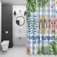 thumbnail image 4 of Enjoy Summer Beach Slippers Bathroom Shower Curtain, Ocean Flower Palm Leaf Starfish Blue Plaid Waterproof Washable Soft Bath Curtain for Bathtub Decor with 12 Hooks&Grommet, 54x78 Inch, 4 of 9