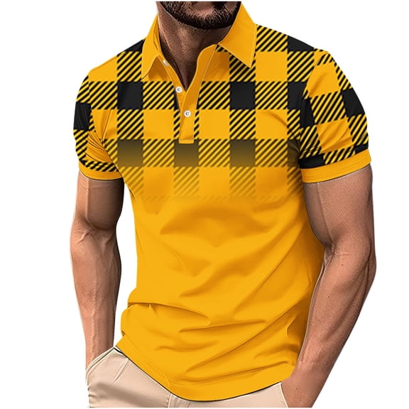 LIaqionyy Men's Shirts Casual Short Sleeve Button Fashion Summer T Shirt Color Block Slim Tops with Collar