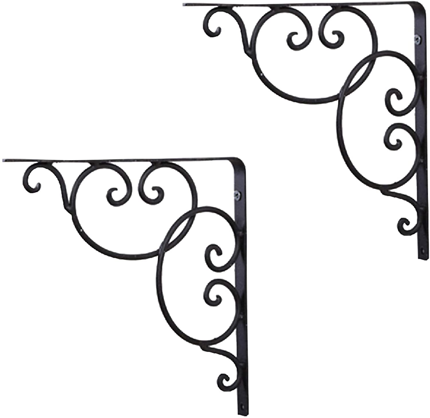European Wrought Iron Triangular Shelf Bracket, Wall Bracket, Black, 6