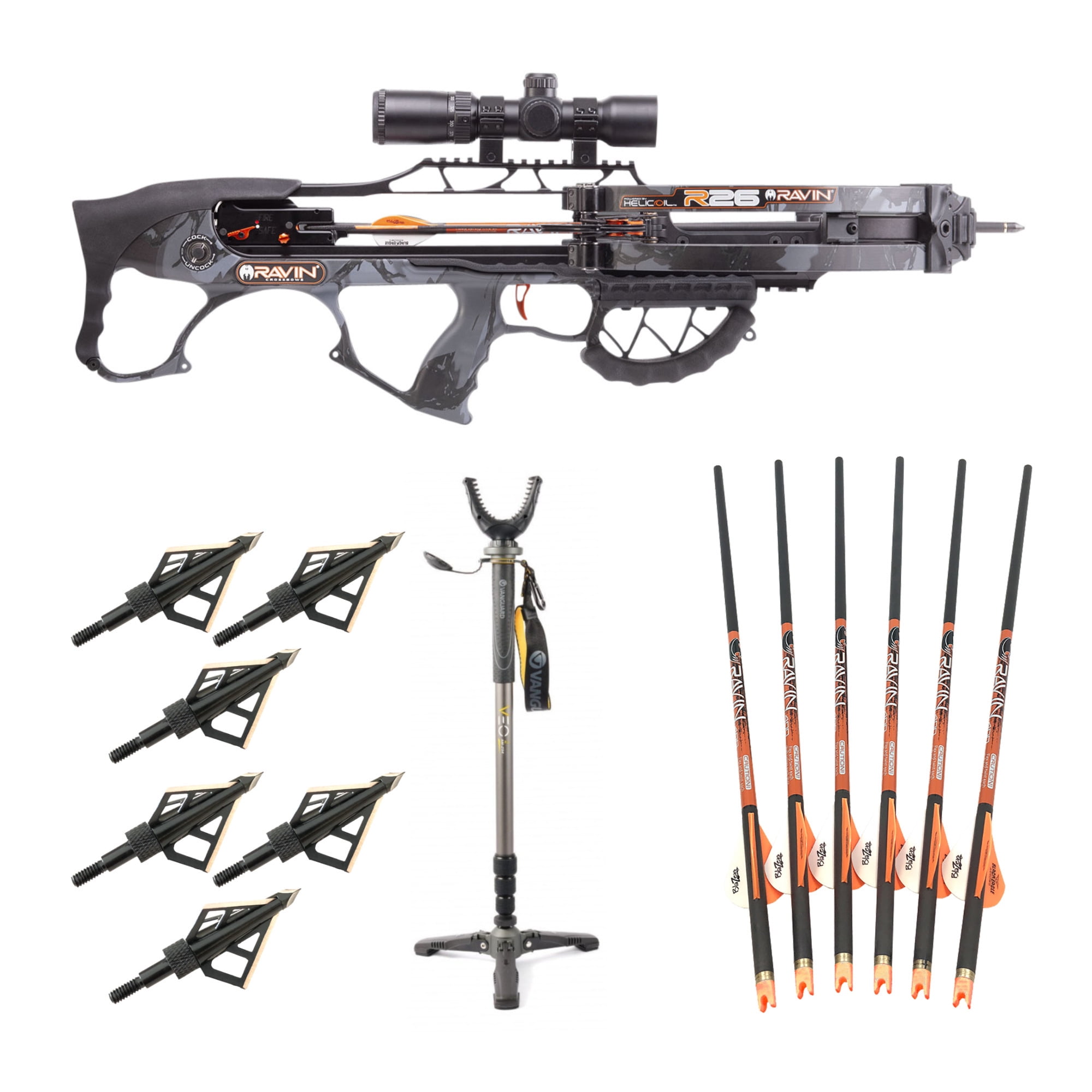 Ravin Crossbows 400 FPS R26 Crossbow (Dusk Camo) w/ Shooting Stick