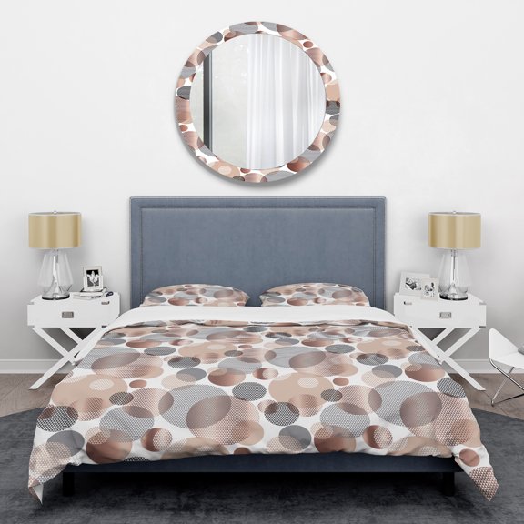 Designart 'Circular Abstract Retro Geometric XIII' Mid-Century Modern Duvet Cover Set