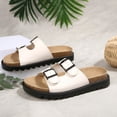 thumbnail image 5 of Dakaela Womens Two Buckles Sandals Arch Support Summer Beach Walking Slip on Slides Comfortable Cork Footbed Slippers Size 6.5, 5 of 8