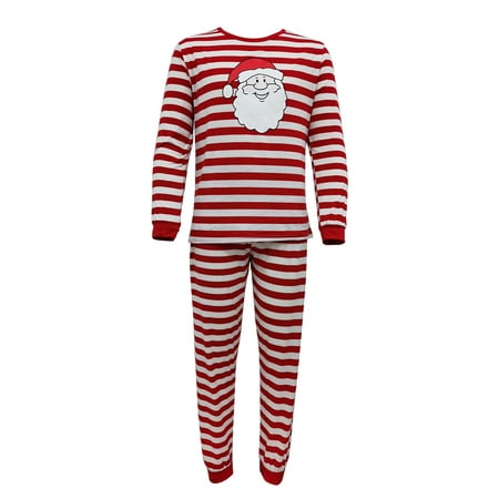 

TOPGOD Matching Family Christmas Pajamas Suits Santa Stripes Tops and Pants