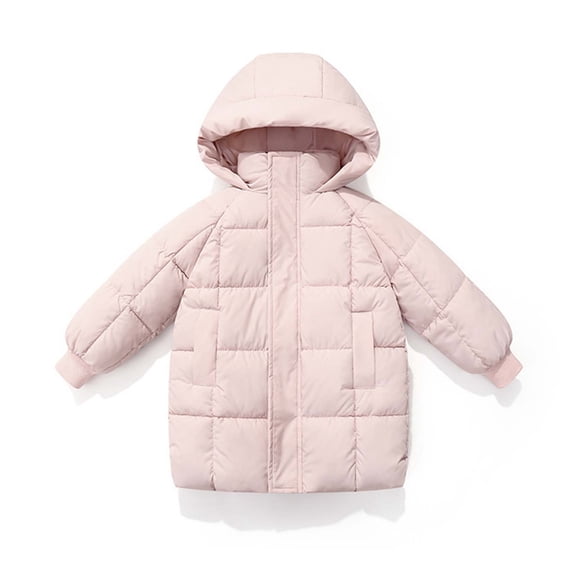 AUNVITO Girls & Boys Winter Puffer Coat Hooded Mid-Length Matte Nylon Insulated Jacket for 2-12Y