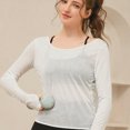 thumbnail image 4 of Breathable Tie Back Sheer Crop Top Long Sleeve Open Back Athletic Shirt Stretchy Casual Workout Cover Up for Women, 4 of 9