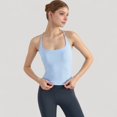 thumbnail image 2 of Women's Fitted Square Neck Tank Top with Built-In Bra and Racerback Design for Active and Casual Comfort - Small, Light Blue, 2 of 7