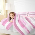 thumbnail image 4 of Homewish Painting Graffiti Bedding Comforter Set,Minimalist Stripes Lines Twin Comforter Sets,Pink White Bedding Set For Girl Boys,Super Cozy Room Decor Reversible,2pcs, 4 of 8