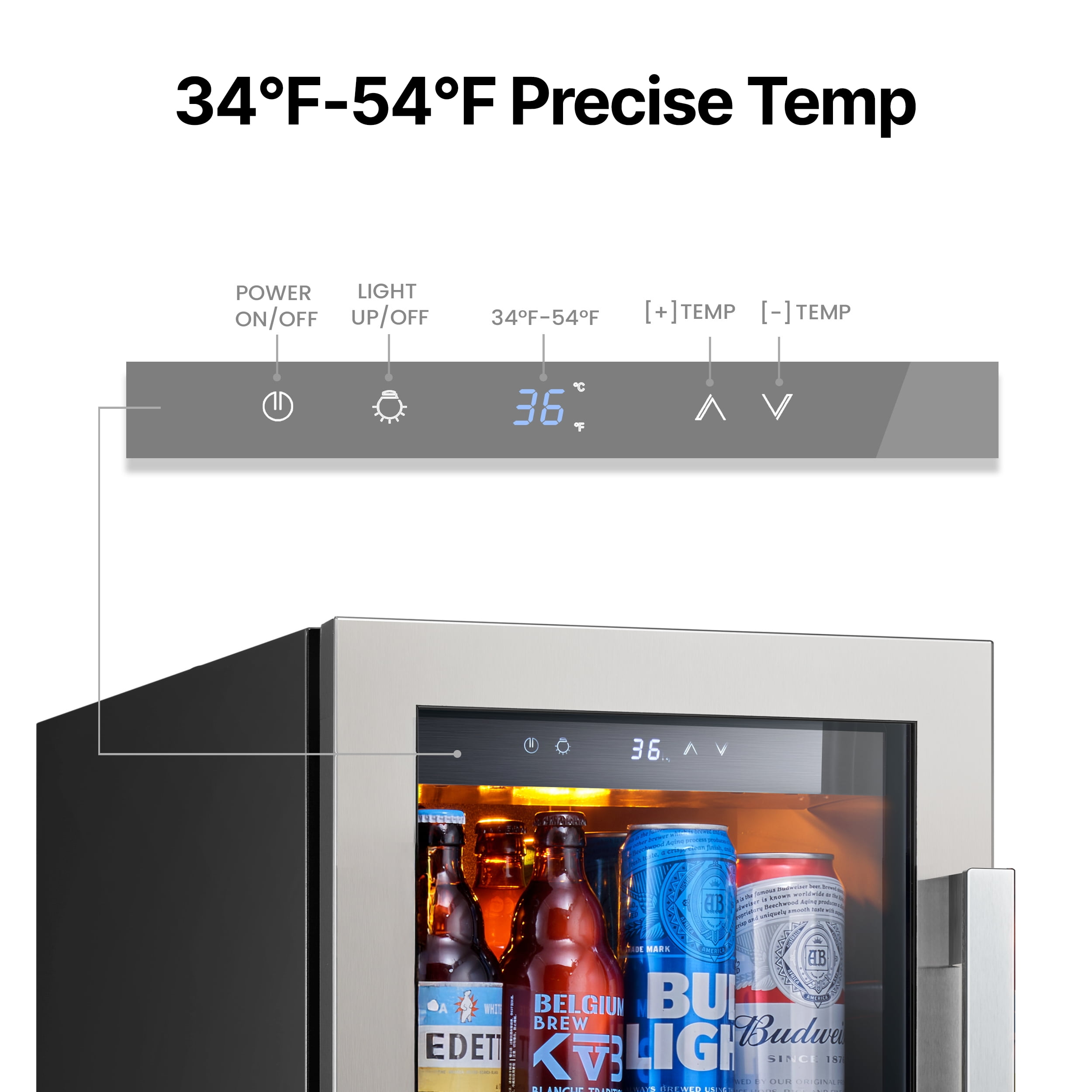 Ca'Lefort 15'' Beverage Refrigerator,Single Zone Beverage Fridge with Stainless Steel Door Frame