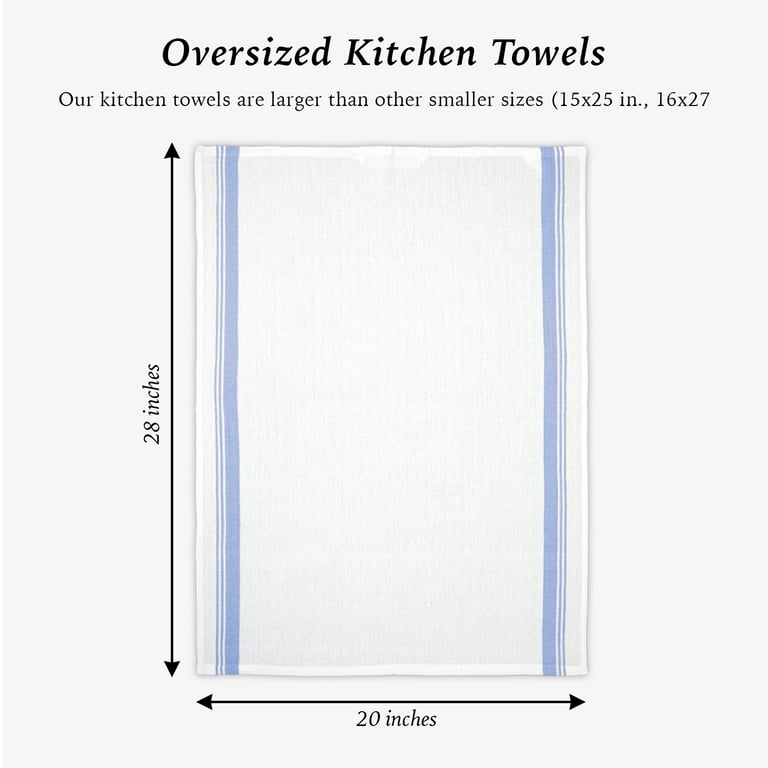 Arkwright Herringbone Kitchen Towels (Oversized 20x28, 216 Bulk Case Pack),  Blue Stripe 