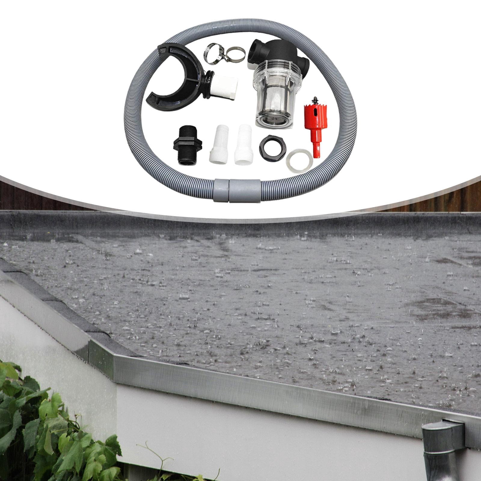 Vensio -Universal Rainwater Collection System for Downspouts, 3/4 Inch Female Thread Rain Barrel Diverter and Collector with Integrated Filter and Hose, PVC Set
