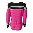 thumbnail image 4 of Workout Tops for Women Viikei 2025 Fall Womens Tops Plus Clearance,Women's Striped Color-matching Pullover Sweater Hot Pink L, 4 of 5