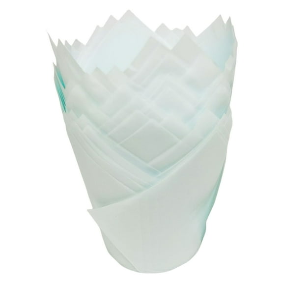 50Pcs Tulips Muffins Cups with Printing Styles Texture Oil Proof Cupcake Liners for Baking Birthdays Weddings Holidays
