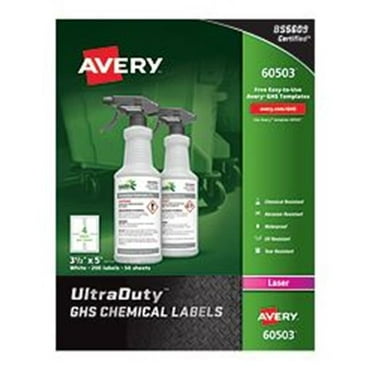 Avery-Dennison 60503 UltraDuty GHS Chemical Labels- White - 3.5 x 5 in.