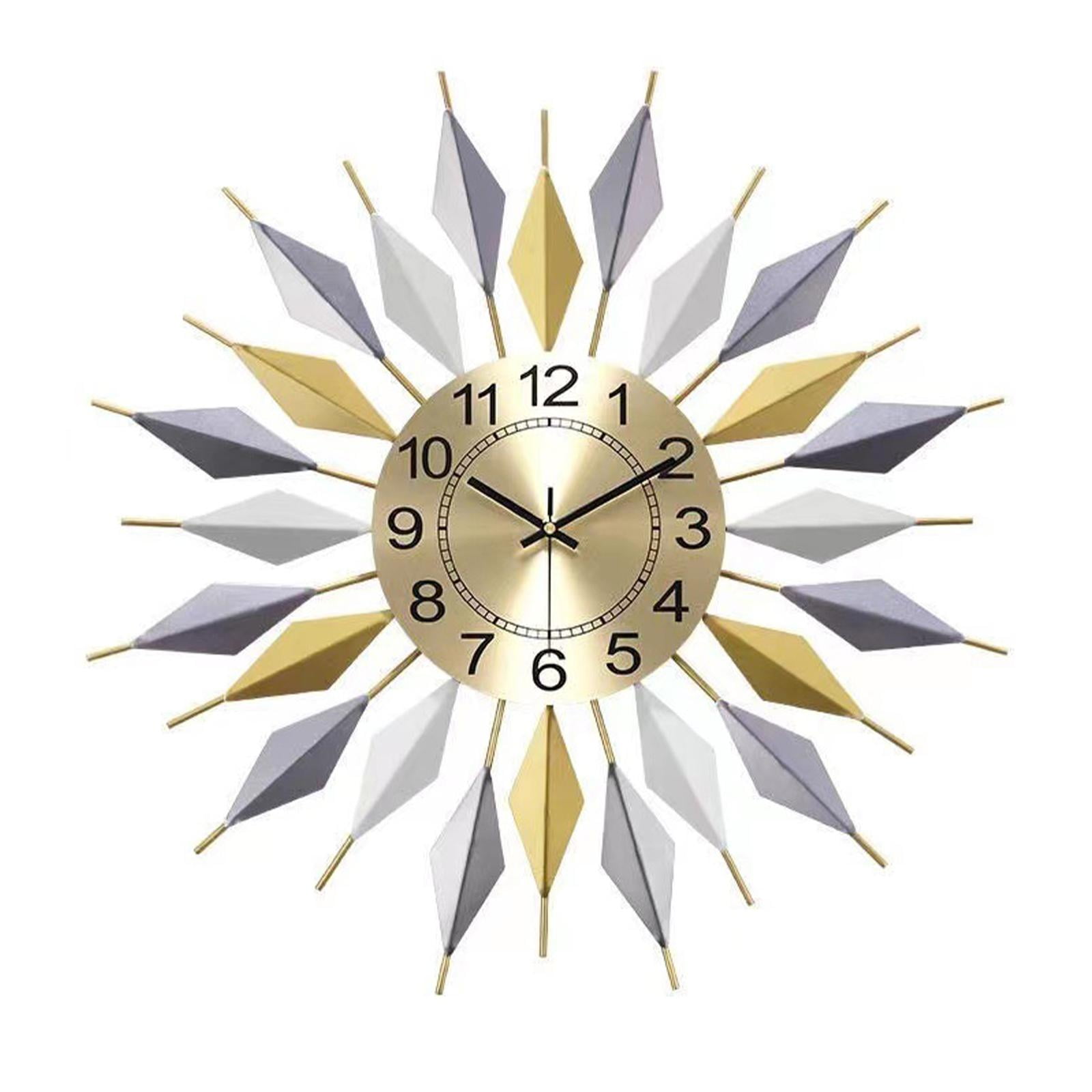 Creative Large Wall Clock Arabic Numbers Metal Dial Silent Sweep Wall