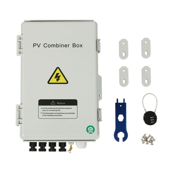 Solar Combiner Box PV Combiner  63A Circuit Breaker 4 String for Solar Panel Kit
