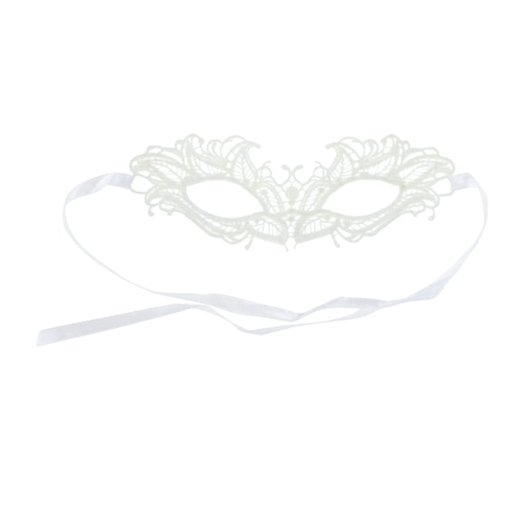 Unique Bargains 1 Pc Lace Flame Design Half Face Party Mask for Masquerade Party White Lace