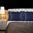 thumbnail image 2 of PiccoCasa 2Pcs Satin Pillowcases Ruffled Pillow Shams, Standard Navy, 2 of 8