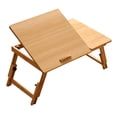 thumbnail image 2 of Lipstore Foldable Table Laptop Lap Desk Rectangle Bamboo Portable Stand Adjustable Angle for Camping Balconies Computer Outdoor Picnic Light Brown Medium, 2 of 8