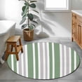 thumbnail image 4 of Gray Sage Round Area Rugs 3 ft, Green Stripe Minimalist Vertical Stripes Modern Art Washable Small Area Rug with Non-Slip Sturdy Edge Binding Round Front Door Mat Floor Carpet for Entryway, 4 of 9